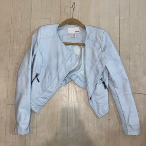 Bar III Pale Blue Asymmetrical Moto Jacket